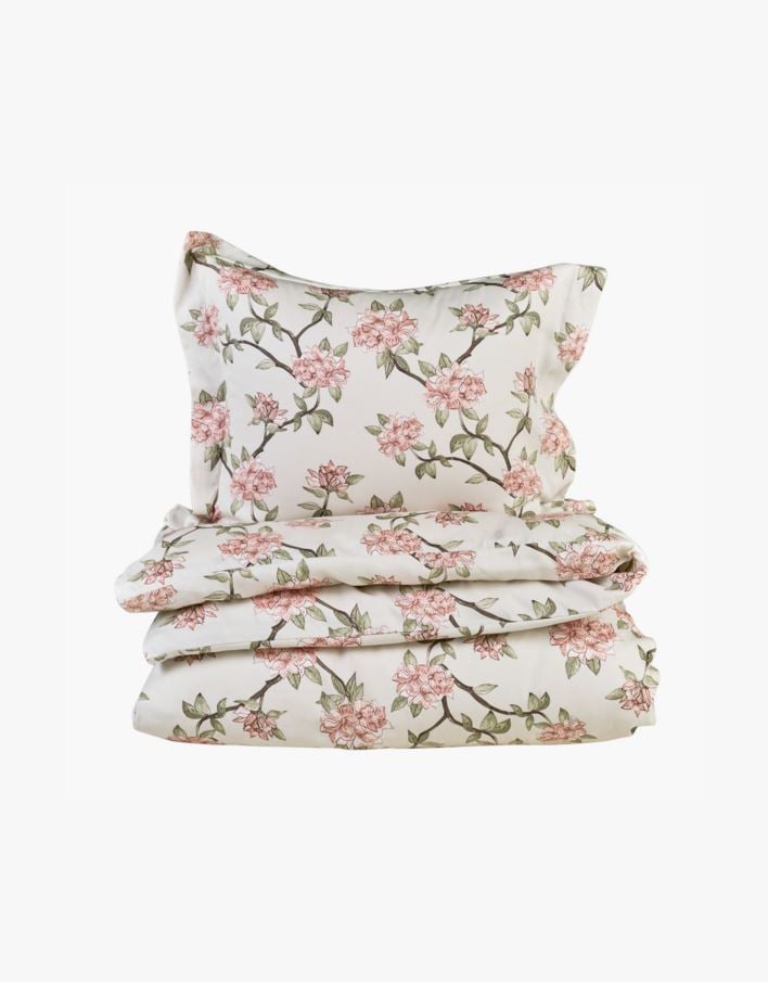 Påslakanset i satin multi/grön - 150x210+50x60 cm multi/grön - 1