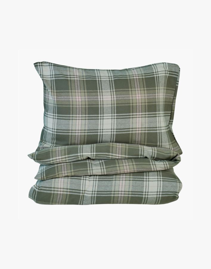 Påslakanset i garnfärgad flanell multi/grön - 150x210+50x60 cm multi/grön - 1