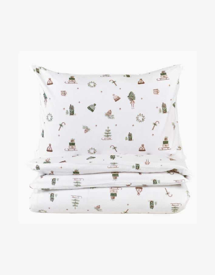 Påslakanset i flanell multi/grön - 150x210 cm multi/grön - 1