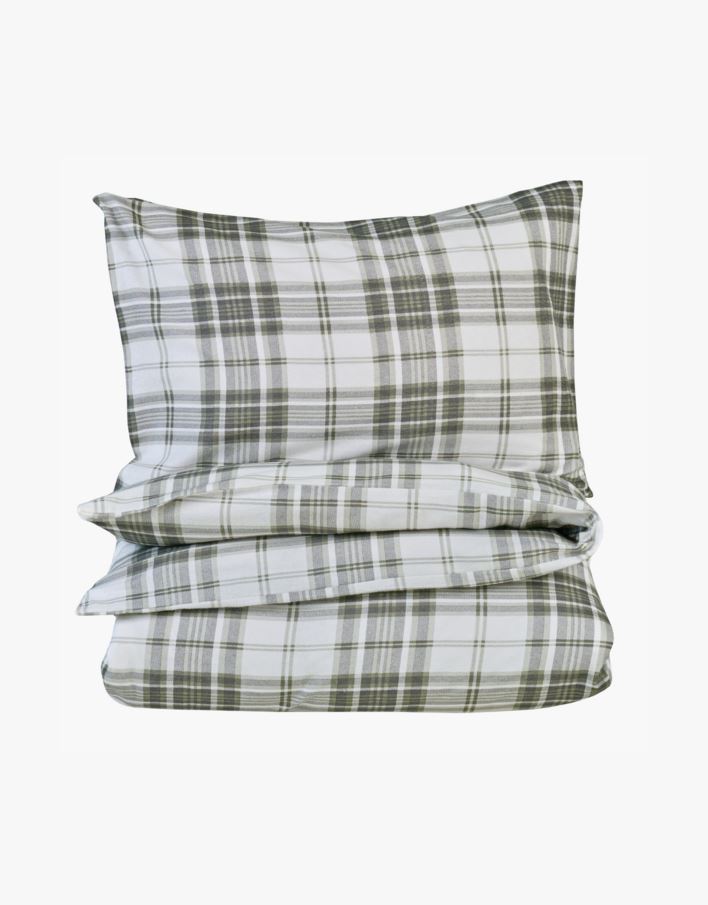 Påslakanset i flanell olivgrön - 150x210 cm olivgrön - 1