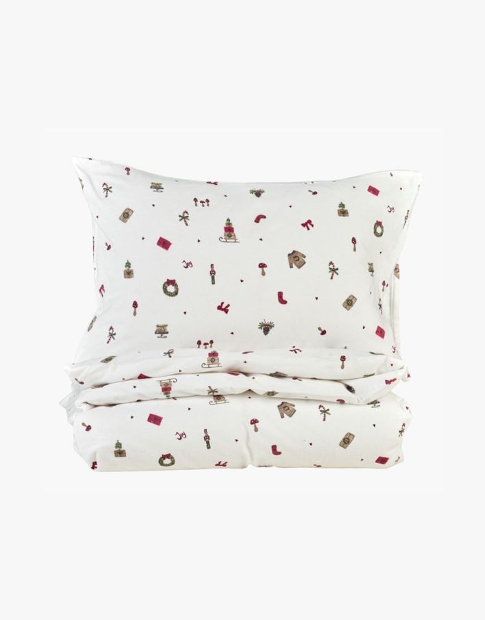 Påslakanset i flanell multi/röd - 150x210 cm multi/röd - 1