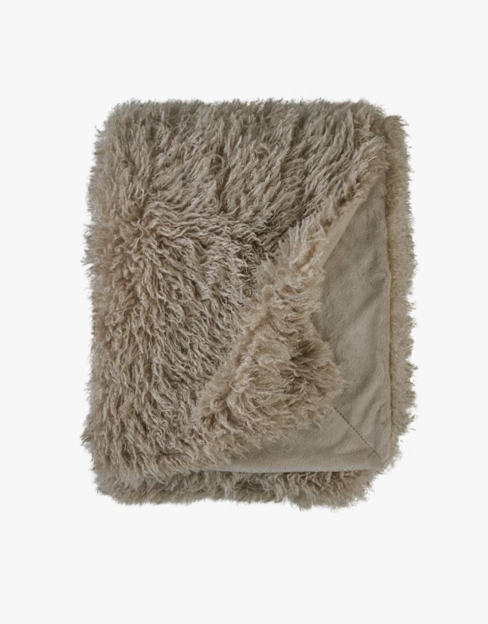 Pläd i pälsimitation natur - 130x170 cm natur - 1