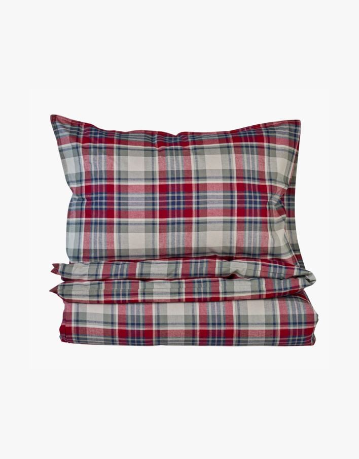 Påslakanset i garnfärgad bomull multi/röd - 150x210 cm multi/röd - 1