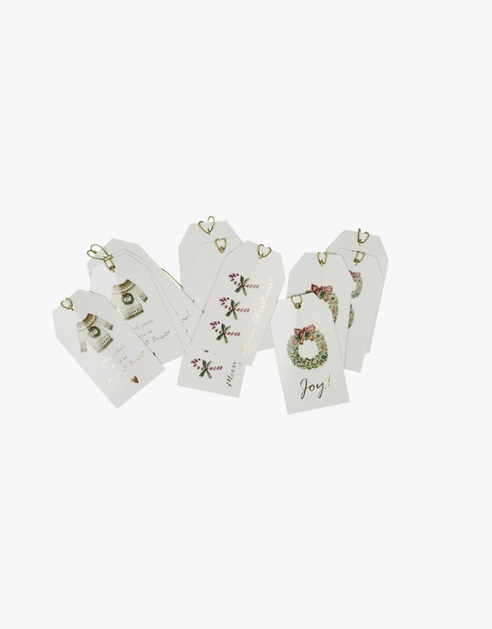 Presentetikett 12st multi/röd - 9 cm multi/röd - 1