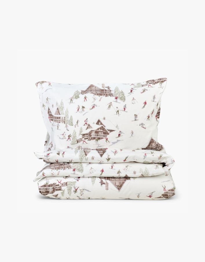 Påslakanset i flanell multi/röd - 150x210 cm multi/röd - 1