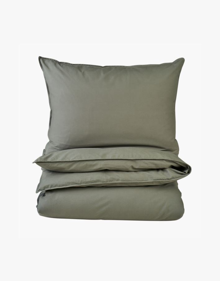 Påslakanset i bomull olivgrön - 150x210 cm olivgrön - 1